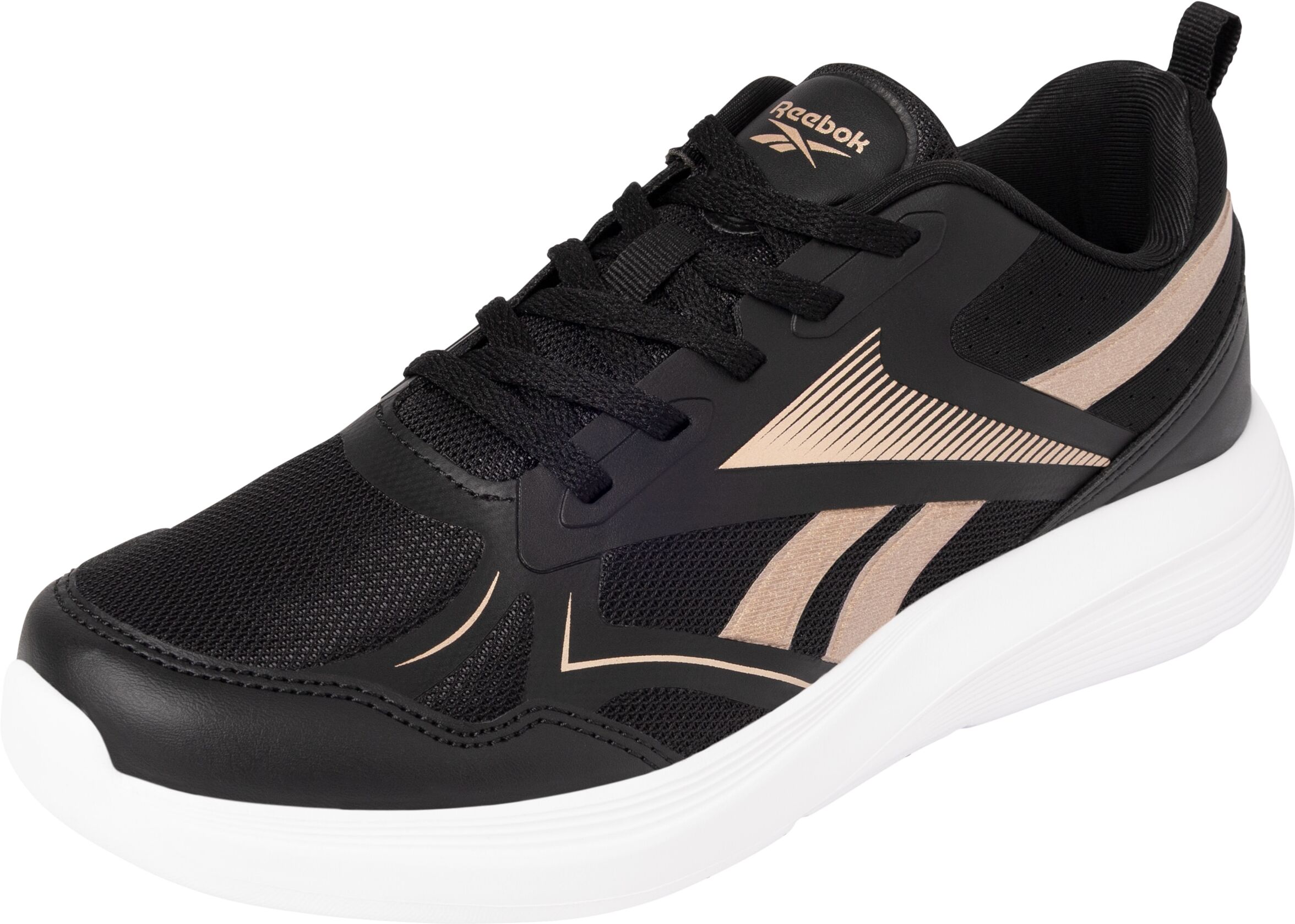 Laufschuh REEBOK "RUSH RUNNER 6.0", Mädchen, Gr. 35, schwarz, rose gold, ftwr weiß, Synthetik, Textil, Schuhe Laufschuh