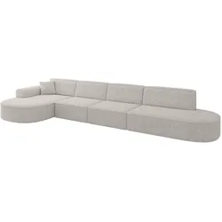 ECKSOFA Ottomane Links MARI-L3 - 413x171x79 cm Hellgrau Tissu