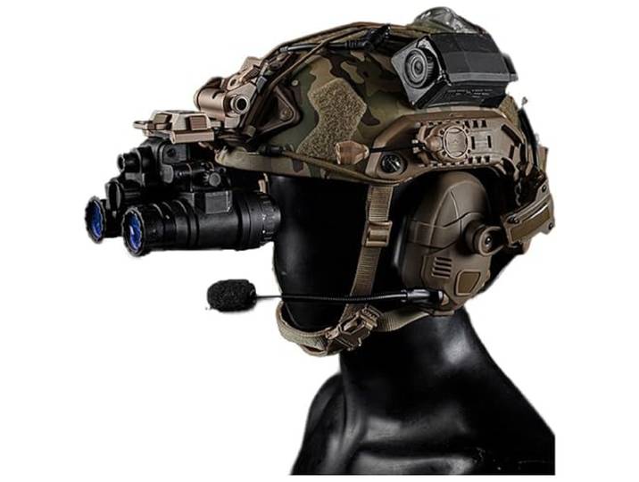 Fotrsta Outdoor Airsoft CS Spiel Helm Set, Militär Taktischer Schutzhelm SF Type Fast Helm with NVG Halterung und Tactical Headset, Teleskop-Modell Ausrüstung für Cosplay Jagd BBS