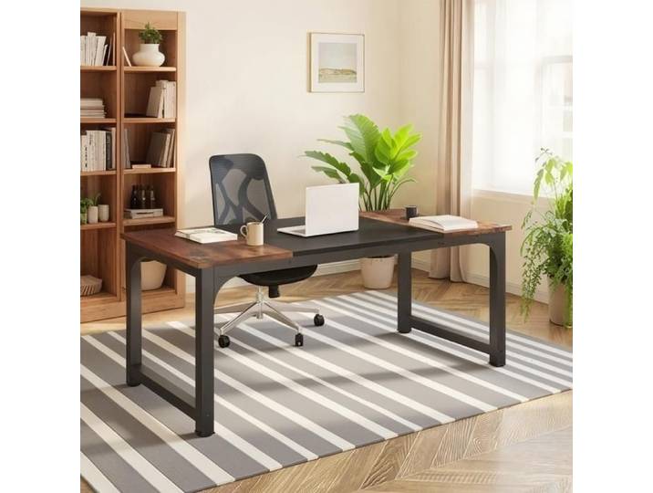 TOPESCT Bureau pour Ordinateur Portable - 160 x 80 x 75 cm - Marron Rustique - Bois - Panneaux de particules - Bureau