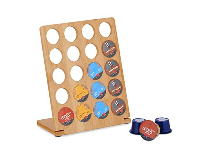 Relaxdays Range-Capsules\, Support pour 20 dosettes\, Porte-dosettes Bambou\, HxLxP: 27x22x11 cm\, Nature