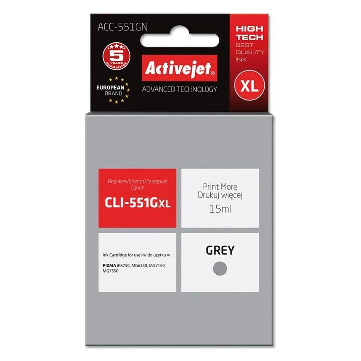 Activejet ACC-551GN Druckerpatrone (e) Kompatibel Hohe (XL-) Ausbeute (GY) (ACC-551GN)