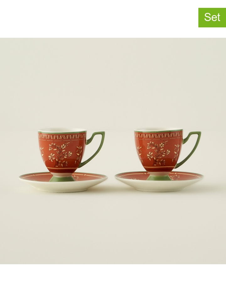 BELLA MAISON 2er-Set: Tassen in Orange/ Grün - 90 ml - onesize