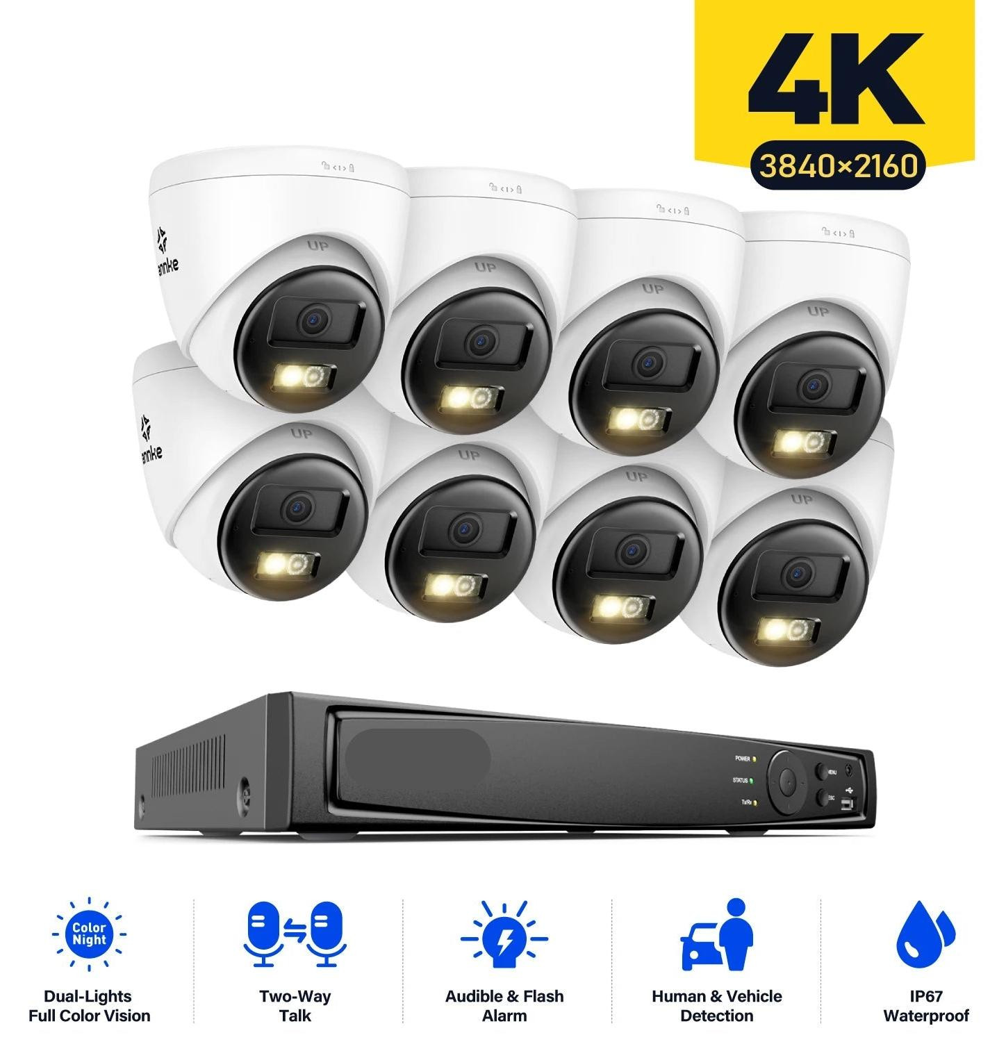 Selius 8-kanaals 4K Beveiligingsset met 8MP Camera's voor Videobewaking