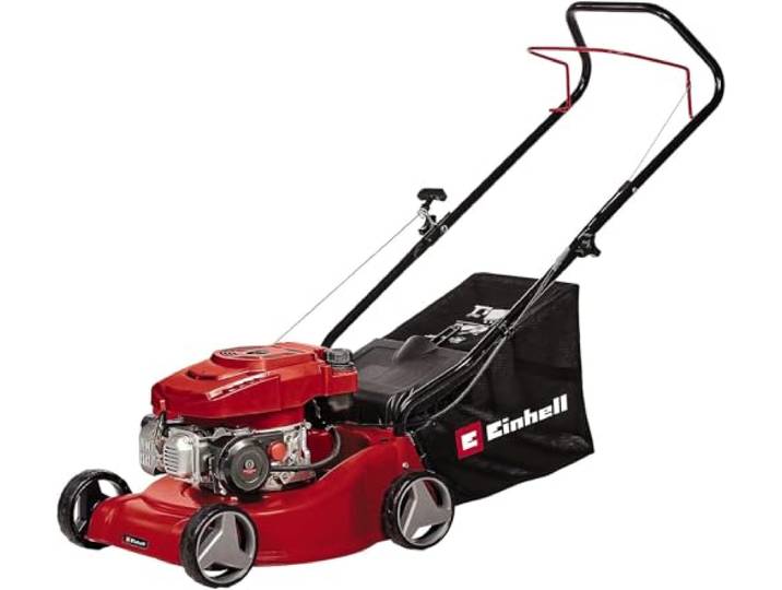 Einhell Tondeuse à Gazon Thermique GC-PM 40/2 2 kW 1 cylindre Moteur 4 temps Cylindrée 132 cm³ Sac de ramassage de 45 L avec indicateur de niveau de remplissage
