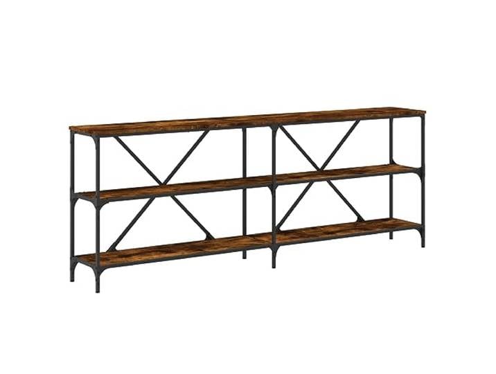 Favemtsl Konsolentisch 200x30x75 cm Flurtisch Räuchereiche Eisen Schlanker Beistelltisch für Wohnzimmer und Eingangsbereich. Stabile Metallstruktur mit verstellbaren Bodenschonern.