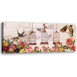 WANDBILD vögel und blumen