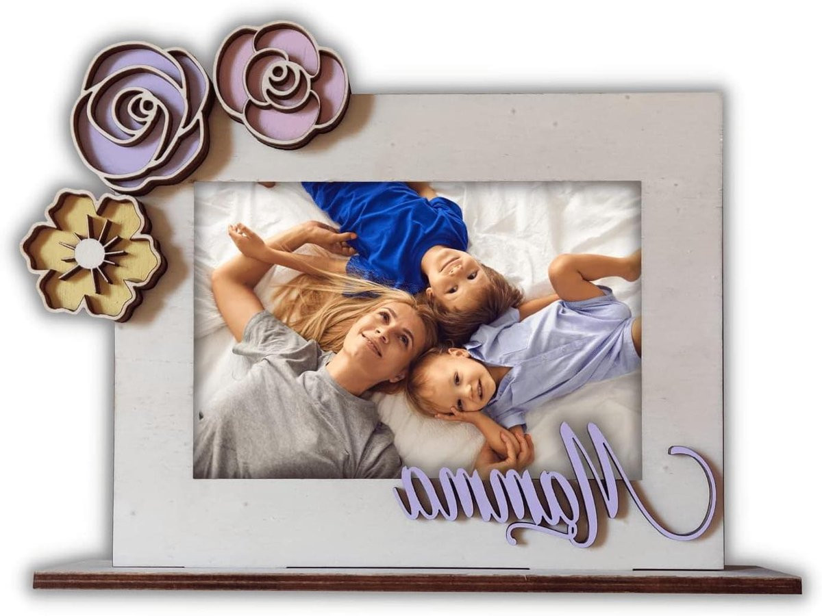 Houten fotolijst Moeder Bloemen - Cadeau voor Moederdag - 23 x 18 cm
