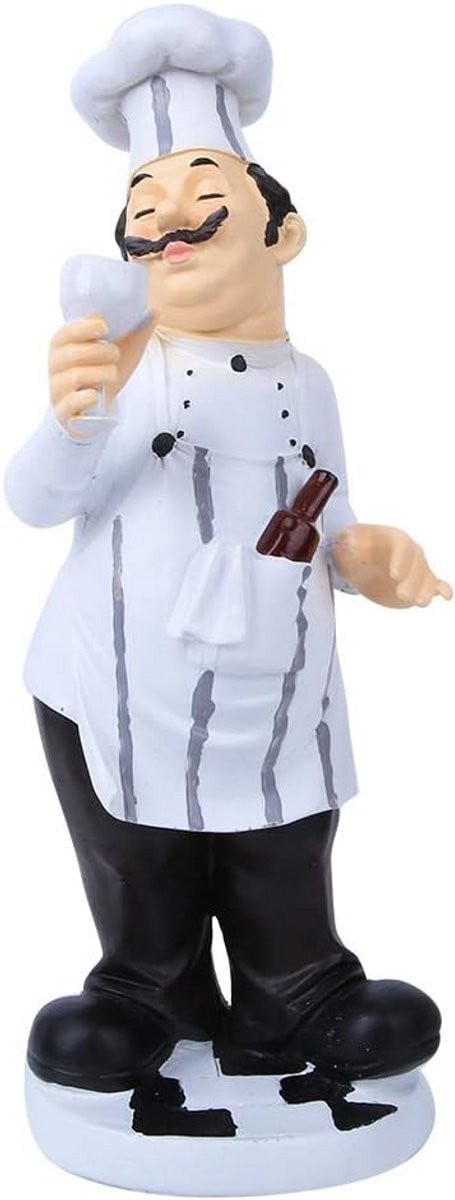 Schattig Chef-Kok Standbeeldje Ornament van Hars voor Keuken en Restaurant Decoratie