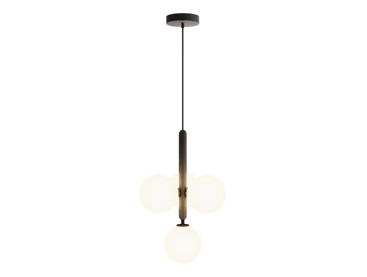Suspension 3 lumières sphériques noire verre opalin ip20 g9