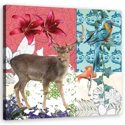 WANDBILD tiere pop art collage