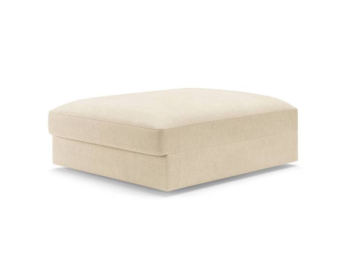 Repose-pieds capitonné grand Beige/Crème Tissu Palila Moderne