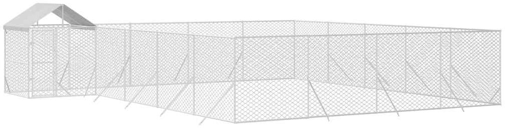 vidaXL Chenil d'extérieur pour chiens avec toit argenté 10x8x2,5 m