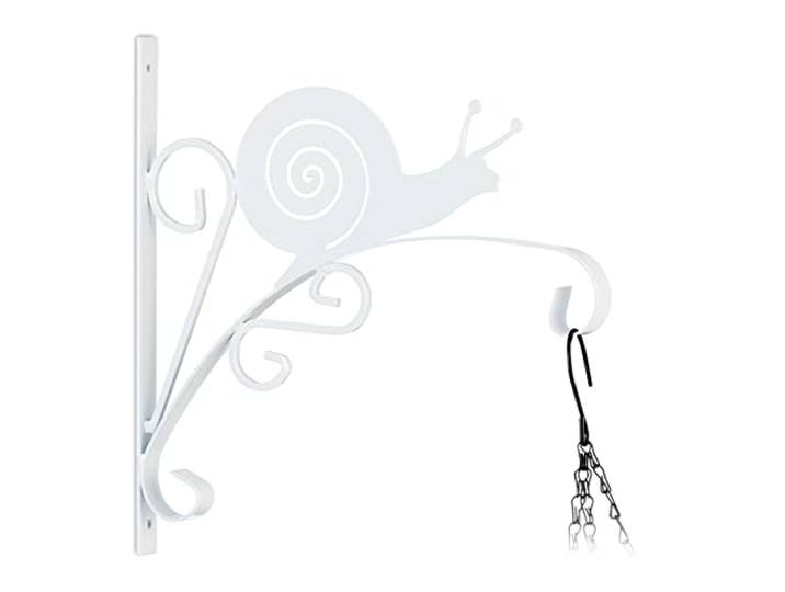 Relaxdays Crochet de Suspension pour Plantes\, Escargot\, Montage Mural\, Fer\, HLP 30x30\,5x2 cm\, intérieur/extérieur\, Blanc