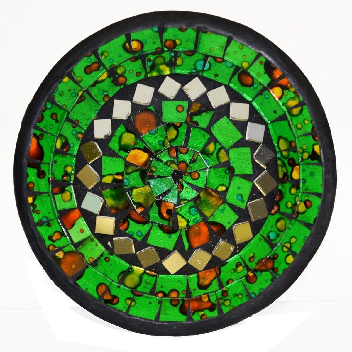 Handgemaakte Groene Mozaïek Kom - Decoratieve Schaal - Diameter: 17 cm