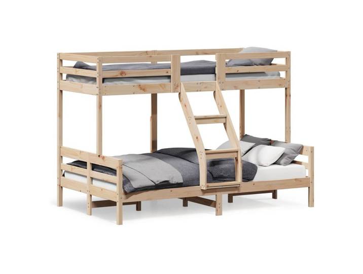 furnicato Bett Etagenbett Massivholz 207 x 125,5 x 145 cm (1-tlg), Sicheres Hochbett mit Leitplanken für begrenzte Platzverhältnisse