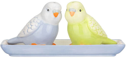 Cath Kidston Painted Table Ceramic Budgie Salt & Pepper Shaker Set