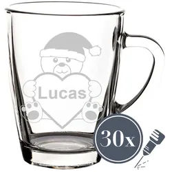 Luxentu - Gravur Glasbecher Kaffeebecher 300 ml - Plüschbär - 30 Stück