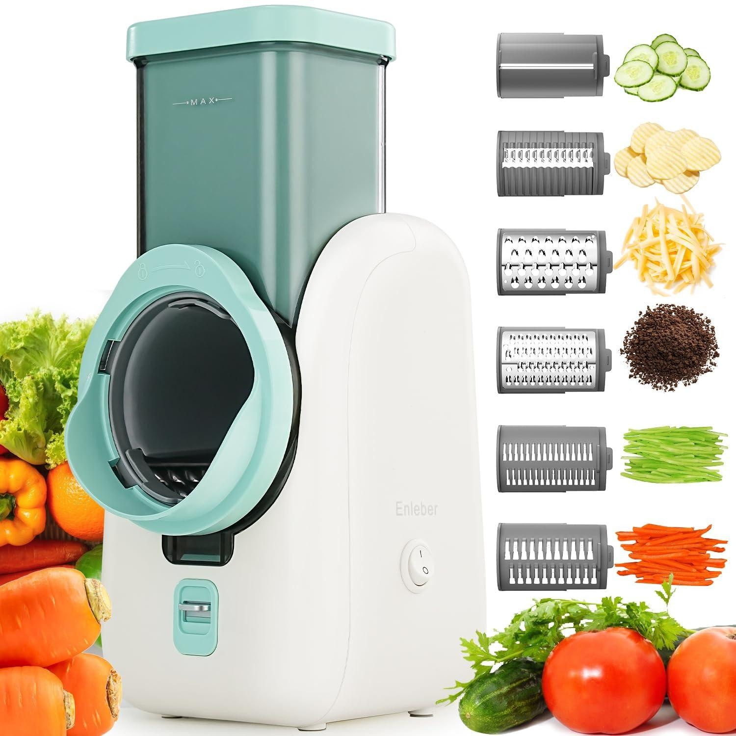 Dripio Elektrische groentesnijder 6-in-1 multifunctionele rasp wit