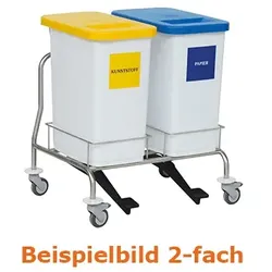 Novocal NWE2011 TVD 1fach Abfallwagen mit Behälter und Aufkleber, Scharnierdeckel, Tretvorrichtung