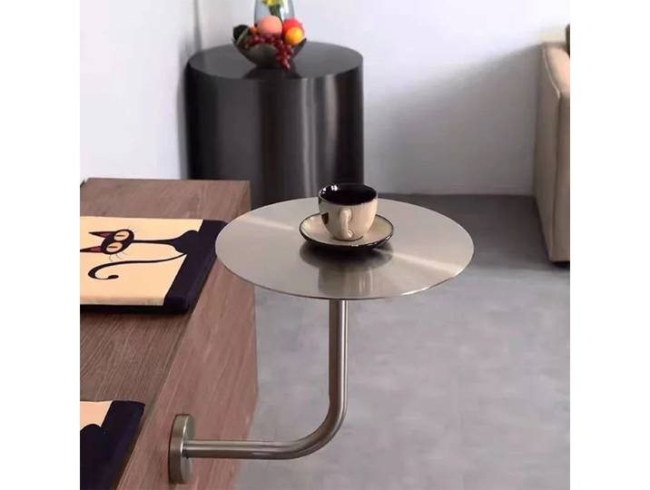 Petite Table ronde murale suspendue en acier inoxydable, moderne, pour magasin de thé au lait, café, Simple contre le mur, Table permettant de gagner de l'espace
