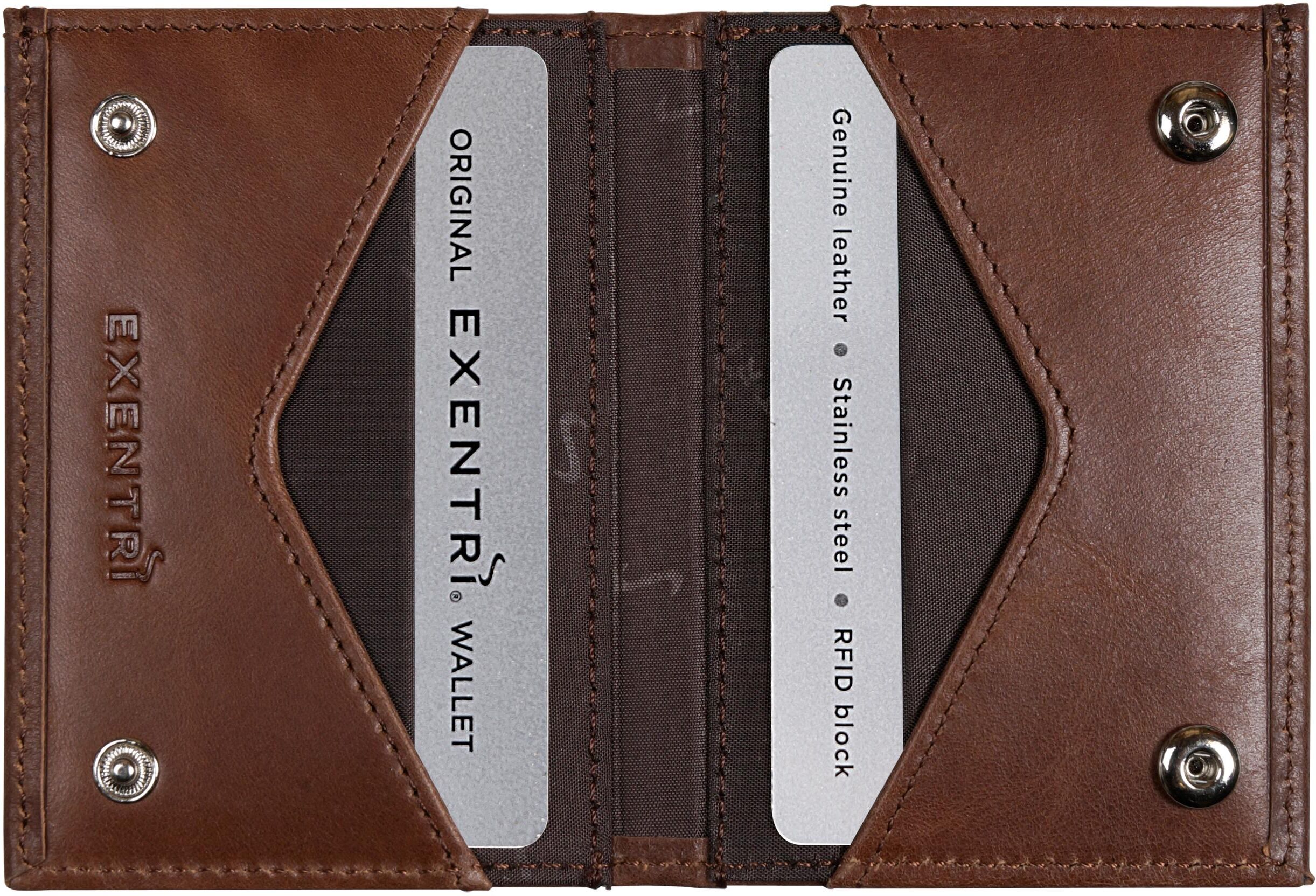 Geldbörse "EXENTRI Miniwallet", Herren, braun (taupe), Leder, Nylon, Kleinlederwaren Geldbörse taupe Einheitsgröße