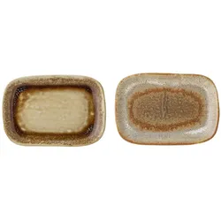 Bloomingville Teller Willow 2er Set aus Steingut, 14 x 10 x 3 cm, mehrfarbig