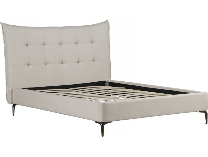 Lit double en tissu capitonné  Aspen 140 x 190 cm - Beige