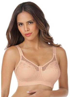 Plus Size Women's Embroidered Wireless Bra by Elila in Nude (Size 48 DD/E)