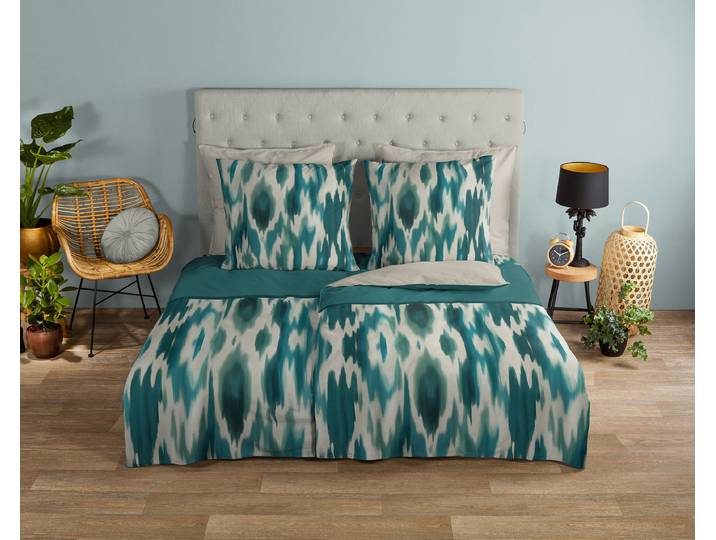 Renforcé-Bettwäsche Barletta 155 x 220 cm + Kissen 80 x 80 cm Blau/Grün/Multicolor/Beige