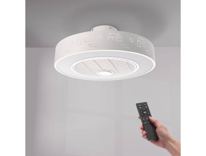 M mimotec - Ventilateur de plafond Led Plus Sticks avec lumière et télécommande\, économie d'énergie\, moteur DC\, 5 pales\, 6 vitesses\, silencieux\, avec APP\, Blanc