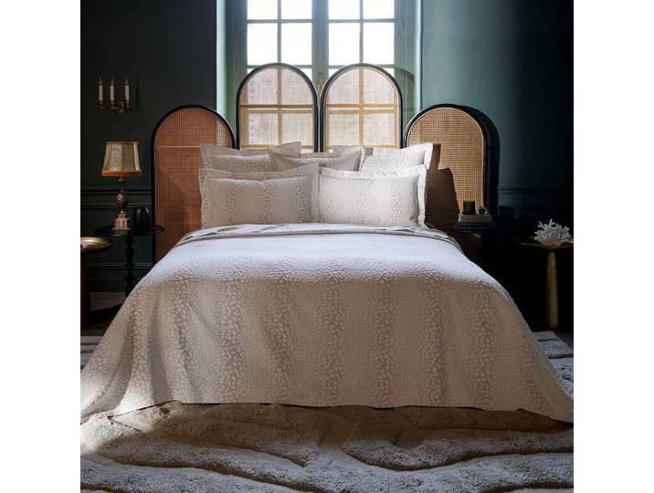 Jete de lit coton beige 230x260 cm