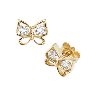 Paar Ohrstecker JOBO "Schmetterling", gold (gelbgold 333), Ohrringe, Damen, Gelbgold 333, 333 Gold mit 4 Zirkonia