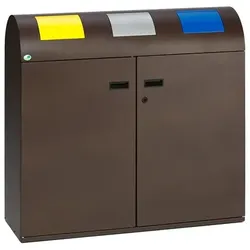 Mülltrennsystem VAR WS 100R 3-fach deep-brown 3 x 80 L Doppelflügeltür mit Doppelbartschloss und prakt. Griffmulden