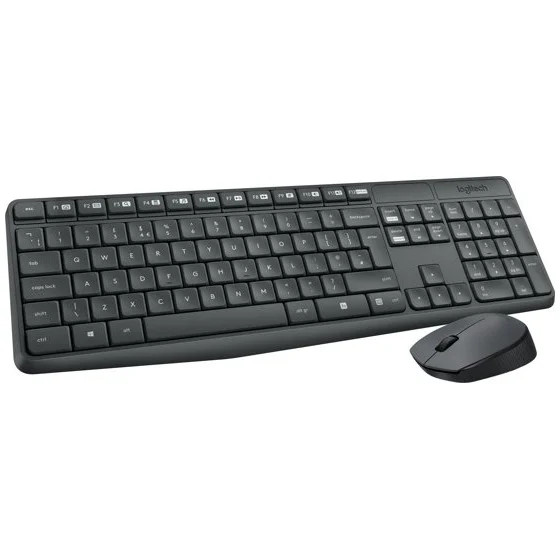 Logitech MK235 Draadloze Combinatie met QWERTY-toetsenbord en Muis, Zwart