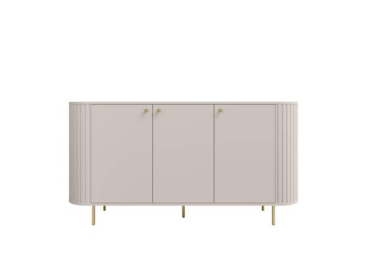 Margaret Hadas24 Olivia Kommode 165 cm Sandbeige Moderne Sideboard Kommode mit 3 Türen und geriffeltem Design