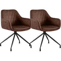 CLP 2er Set Esszimmerstuhl Novanis Vintage   Farbe: dunkelbraun, Material: Vintage Kunstleder