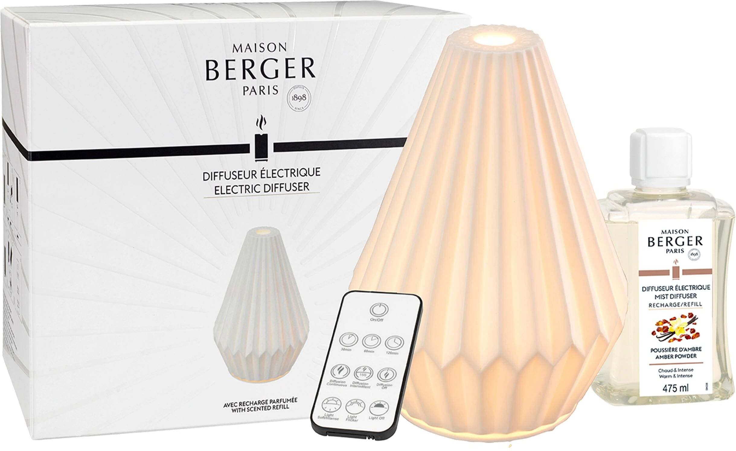 Diffuser "Maison Berger Cône Pudriger Amber", beige (schwarz, weiß), H:14cm, Luftbefeuchter, Diffuser schwarz, weiß Einheitsgröße