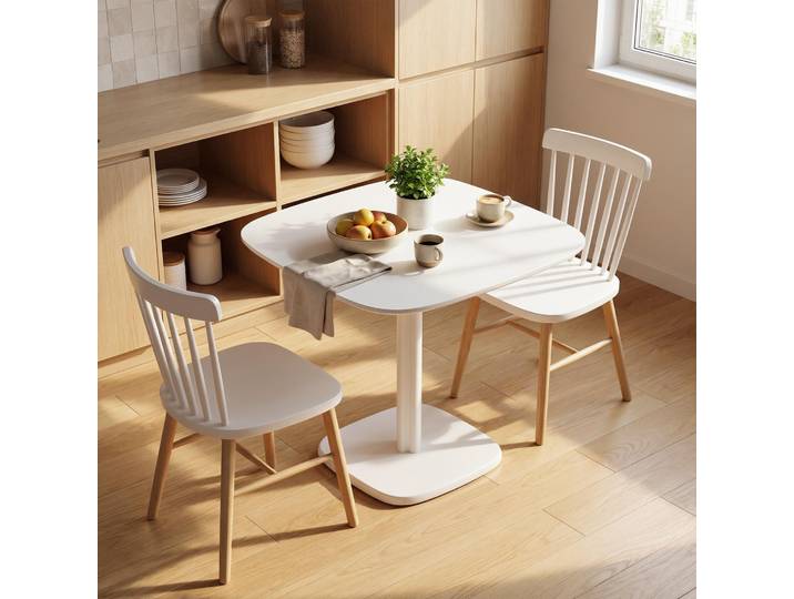 HOMCOM Table Carrée Moderne 70x70cm Blanc Aspect Bois