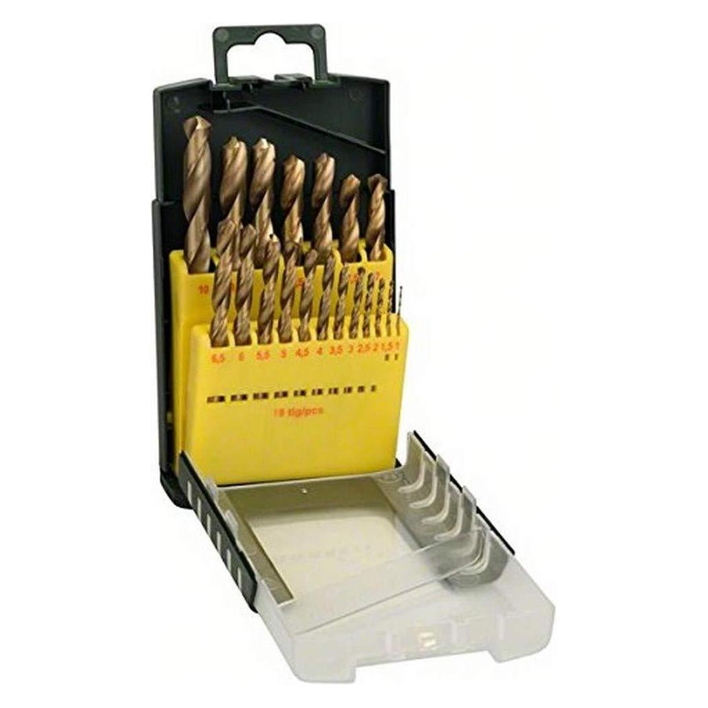 Bosch Professional Zubehör 19-teiliges HSS-TiN-Metallbohrer-Set (2607017152)
