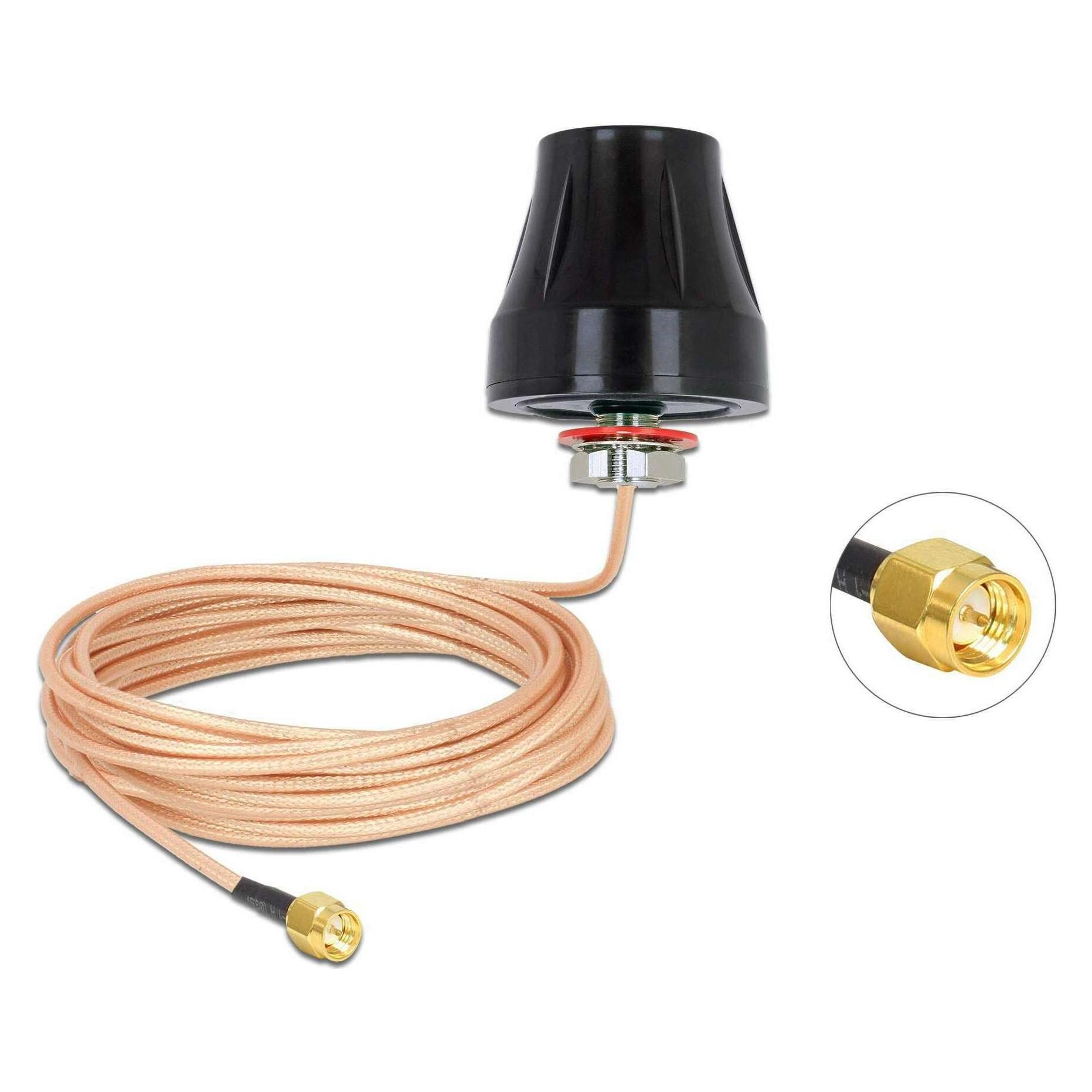 Delock LTE/HSPA/GSM Antenne, SMA-Stecker, schwarz (GSM) (89899)