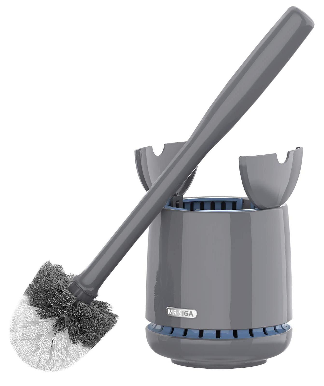 Selius Premium toiletborstel met houder en deksel, grijs