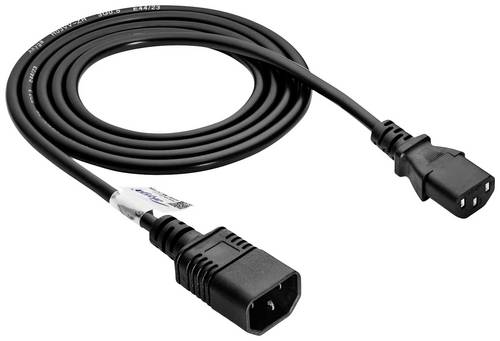 Akyga Strom Anschlusskabel [1x Kaltgeräte-Stecker C14 - 1x Kaltgeräte-Buchse C13] 1.8m Schwarz