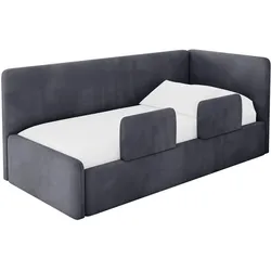 EINZELLBETT Jugendbett mit Bettkasten, Links - NORY 100x200 Dunkelgrau