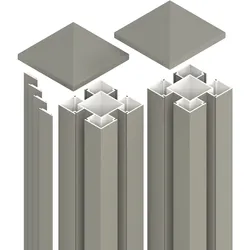 OSMO 2er-Set-Aluminiumpfosten Typ B Grau 1000 mm inkl. Pfostenkappen + 4 Abdeckleisten