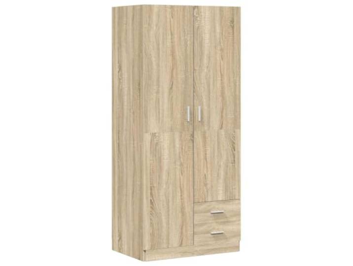 HNSMFPRE Kleiderschrank, Eiche Sonoma, 80 x 52 x 180 cm, Spanplatte 2 Schubladen, Kleiderschrank, langes Kleiderfach, Spanplatten, einfache Reinigung, einfache Montage