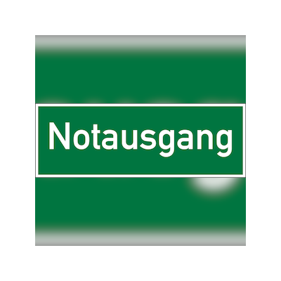 Rettungszeichen, Wortschild Notausgang, praxisbewährt - 300x105x1.5 mm Kunststoff nachleuchtend
