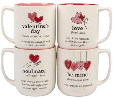 Certified International Valentine's Day 18 oz. Mugs, Set of 4