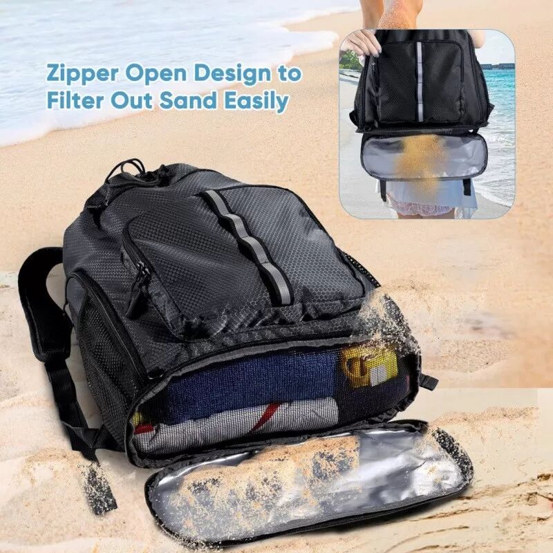 INF Wasserdichter Turnbeutel mit großem Fassungsvermögen für Sport und Outdoor-Aktivitäten Schwarz