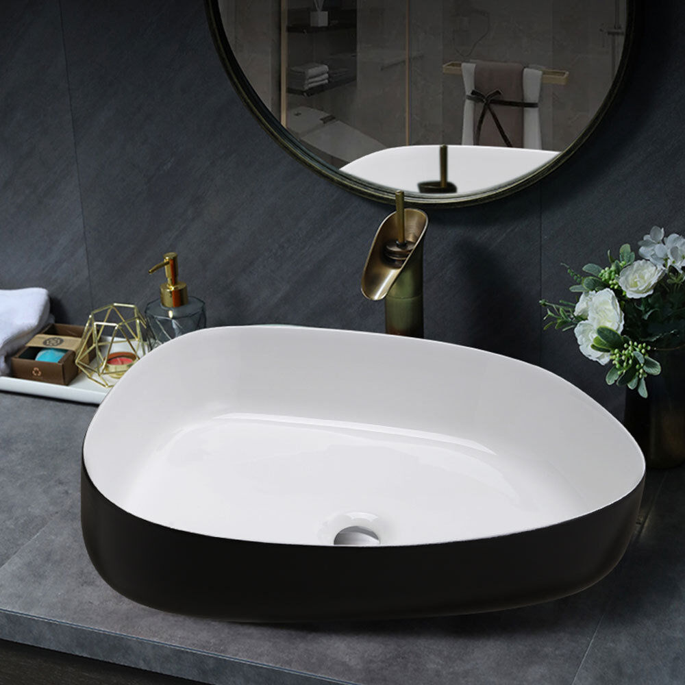 Metro Lane Bishon 55 mm L x 40 mm W Ceramic Specialty Sink and Overflow Black;White 40mm W